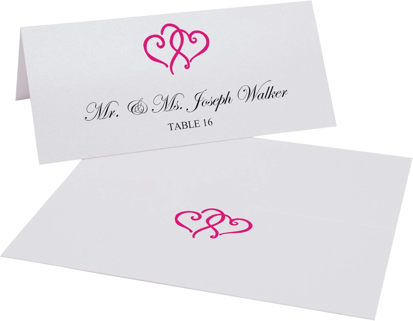 Linked Hearts Printable Place Cards, Fuschia (Choose Color), Set of 60 (10 Sheets), Laser & Inkjet Printers - Wedding, Party, Dinner, and Special Events - Made in the USA