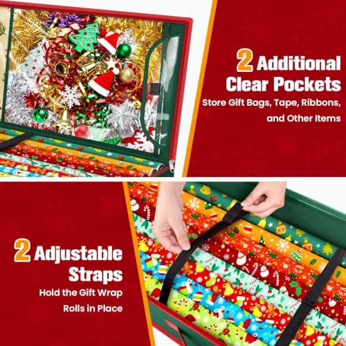 Wrapping Paper Organizer Storage, Christmas Wrapping Paper Storage, Green - Image 3