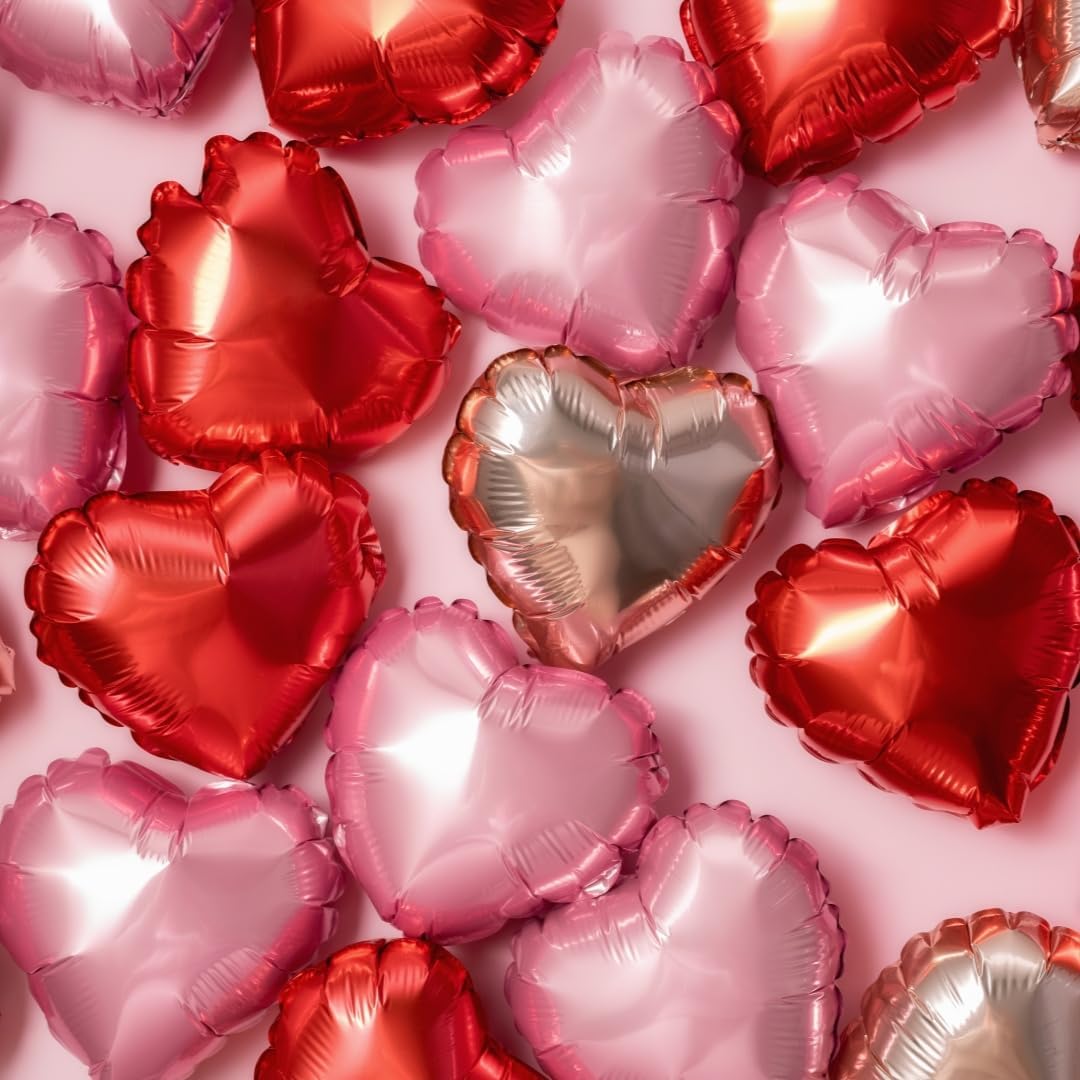 12Pcs Red Heart Balloons, 18 Inch, Love Balloons for Valentine's Day, Wedding, Birthday Decorations
