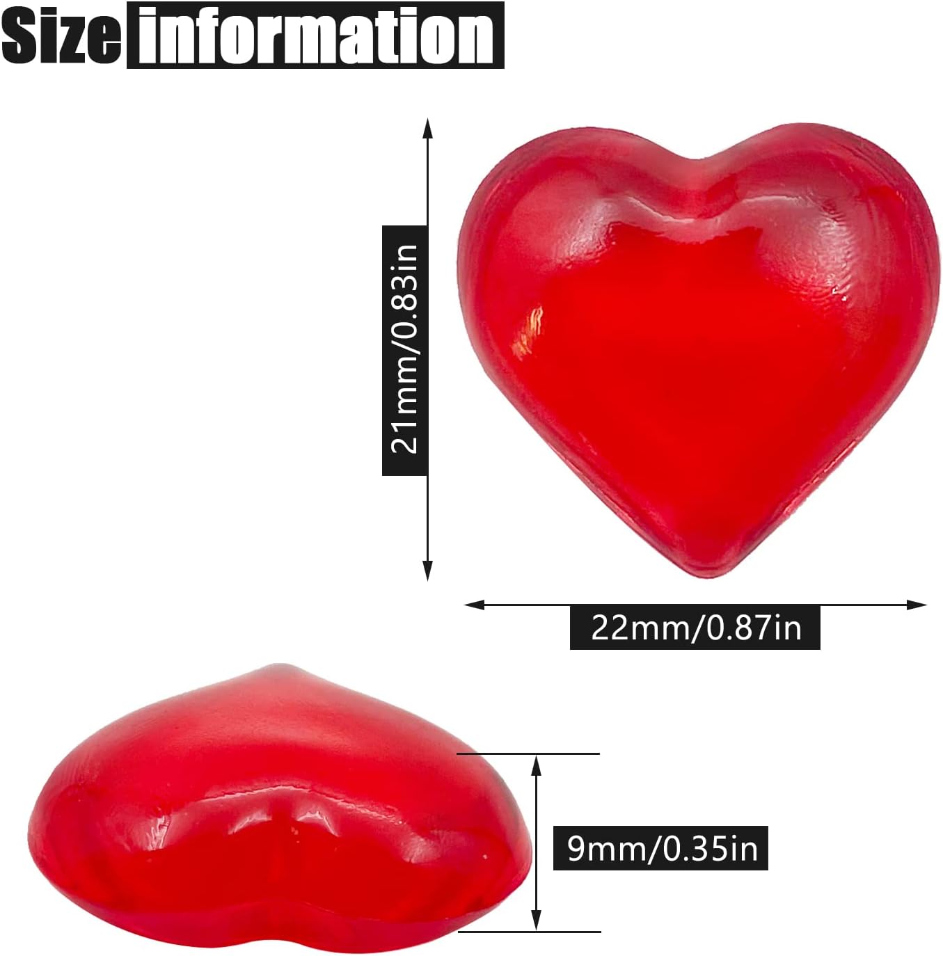 200pcs 3D Red Acrylic Heart 22 mm Acrylic Hearts Shaped Plastic Heart Vase Filler Table Decor Pink&Red