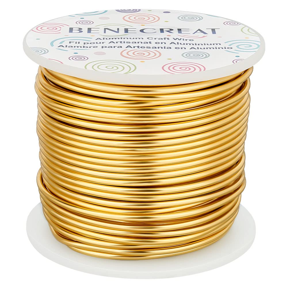BENECREAT 12 17 18 Gauge Aluminum Wire - 100FT Gold Anodized Jewelry Craft Wire for Air Plant Gardening, Model Making