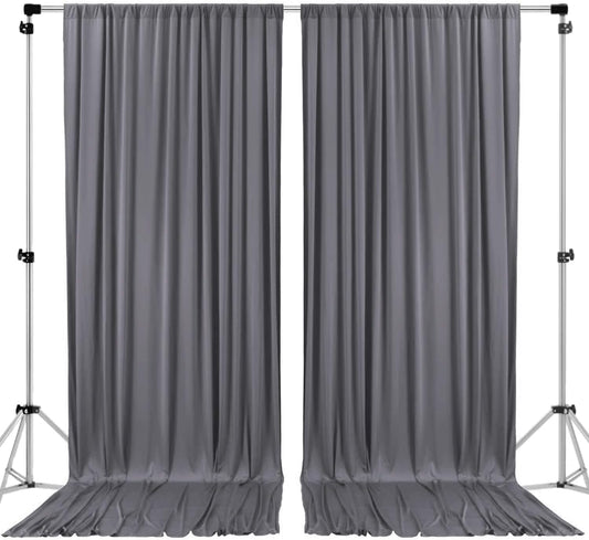AK TRADING CO. 10 feet x 8 feet IFR Polyester Backdrop Drapes Curtains Panels with Rod Pockets - Wedding Ceremony Party Home Window Decorations - Charcoal