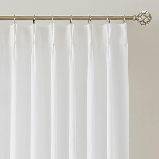 Vision Home White Pinch Pleated Semi Sheer Curtains Textured Light Filtering Window Curtains for Living Room Bedroom Rayon Blended Pinch Pleat Drapes with Hooks 2 Panels 40" Wx63 L