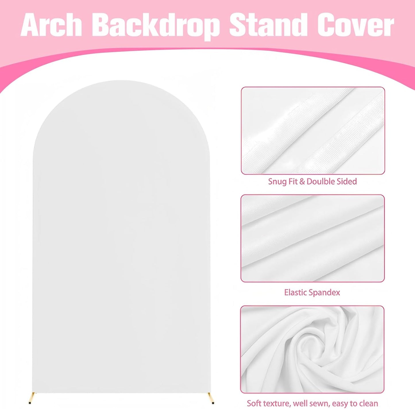 Bazen Wedding Arch Backdrop Stand 7.2FT, 6.6FT Set of 2 Metal Arch Backdrop Stand with White Arch Cover for Birthday Party Wedding Ceremony Bridal Baby Shower Banquet Party Event Decor