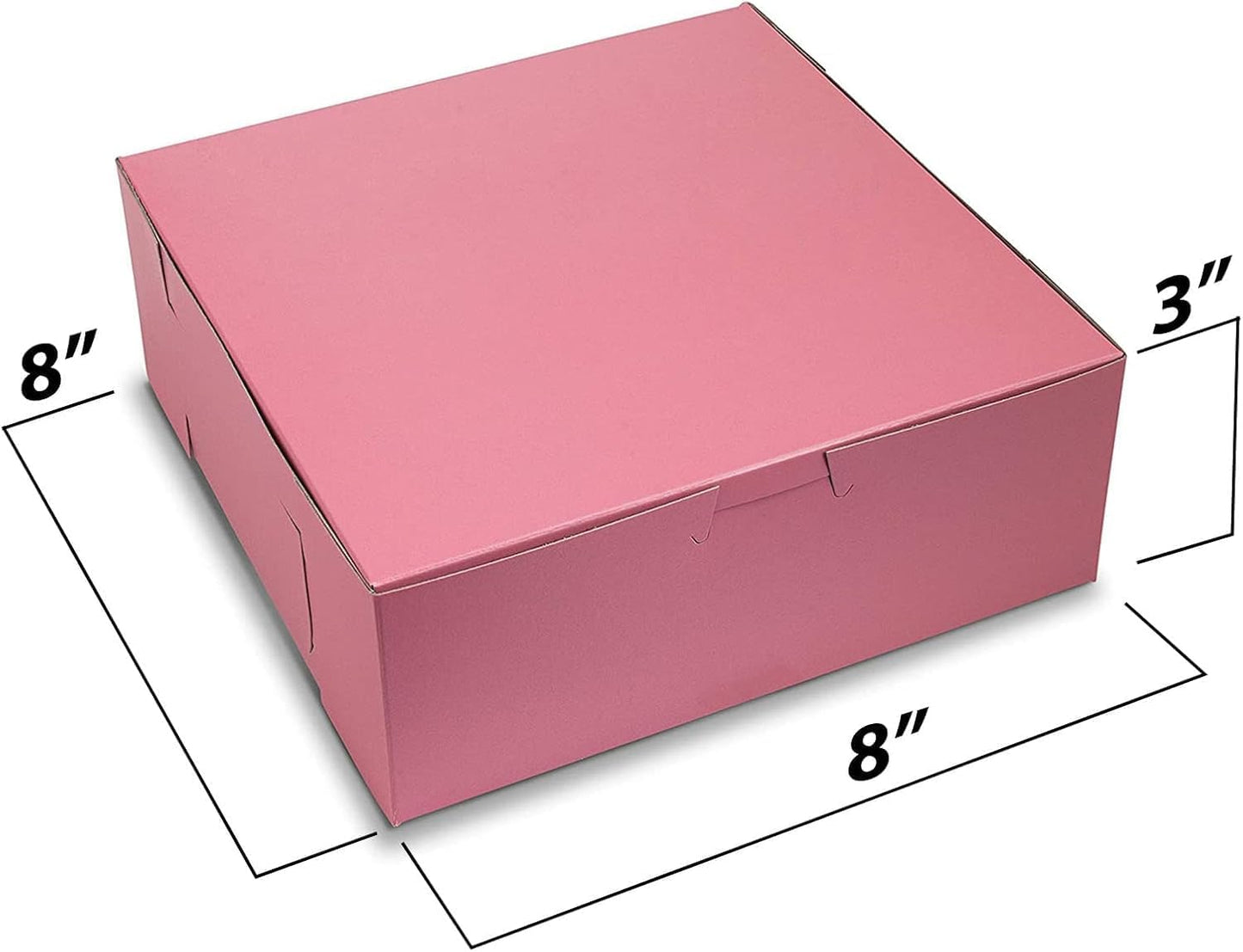 MT Products Pink Cupcake Boxes 8" x 8" x 3" - Bakery Boxes No-Window (Pack of 250) - Made in the USA