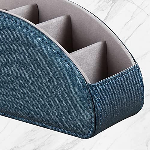 Remote Control Holder Leather TV Remote Caddy for Table, 5 Compartments Nightstand Organizer for Bedroom Accessories/Bedside Remotes/Media Controllers/Office Supplies, Decorations for Living Room - Image 6