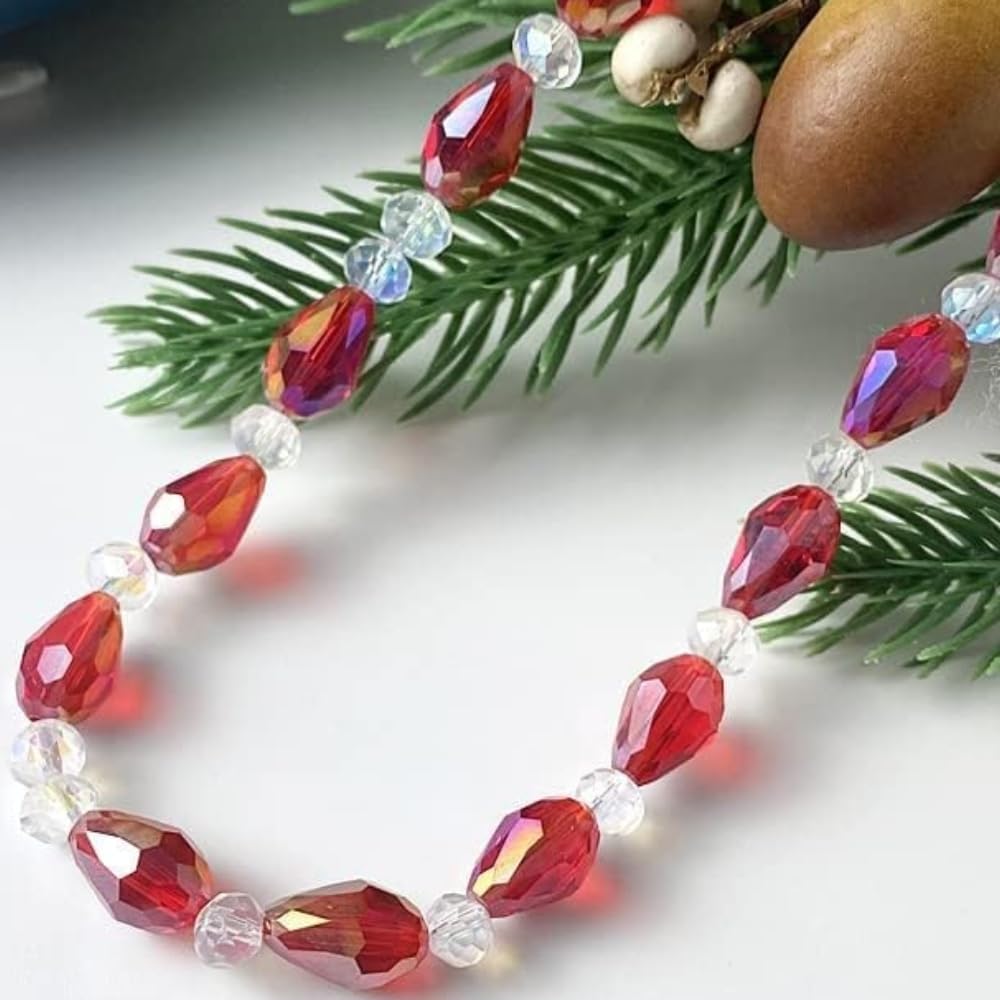 200pcs 3x5mm Teardrop Crystal Glass Beads for Jewelry Making, Faceted Vertical Hole Teardrop Glass Spacer Beads for Wind Chimes Bracelet Earring Necklace DIY Craft(Green Light)