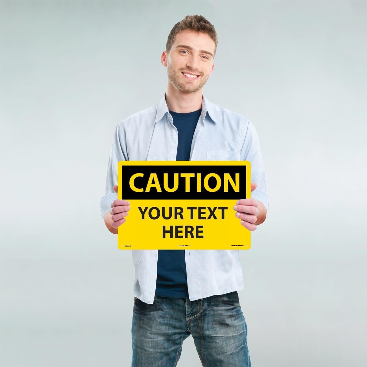 Custom OSHA Style Caution Sign 12" x 18" Aluminum Sign, Customizable "Your Text Here", by AccuformNMC Made in USA