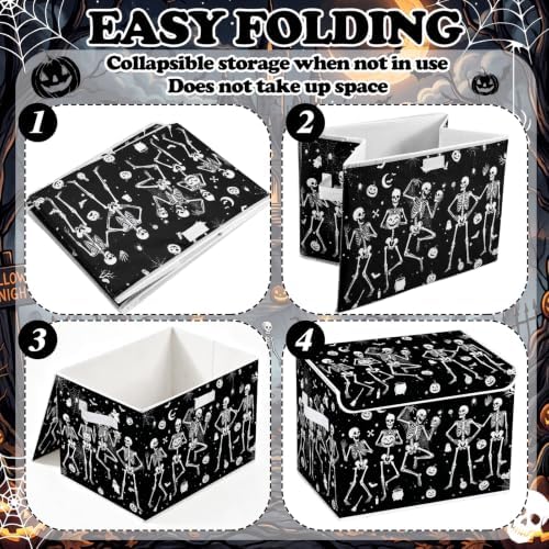 Briwooody Gothic Skull Halloween Storage Bin with Lid and Carrying Handle - Image 3