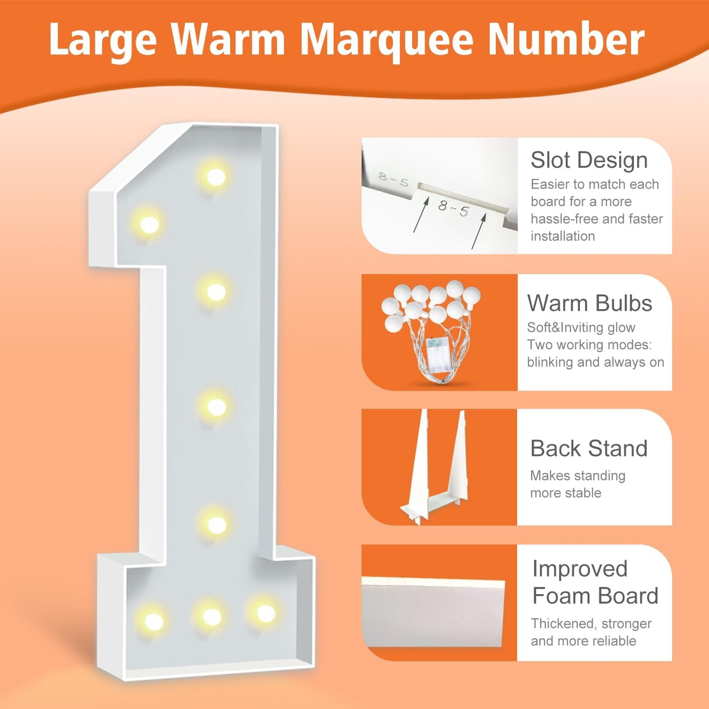 3FT Marquee Numbers 50, Large Light Up Numbers 50th Birthday Decorations for Her Him, Cardboard Numbers for Women Men Anniversary Party Decor Backdrop, DIY Foam Board Mosaic Number Sign