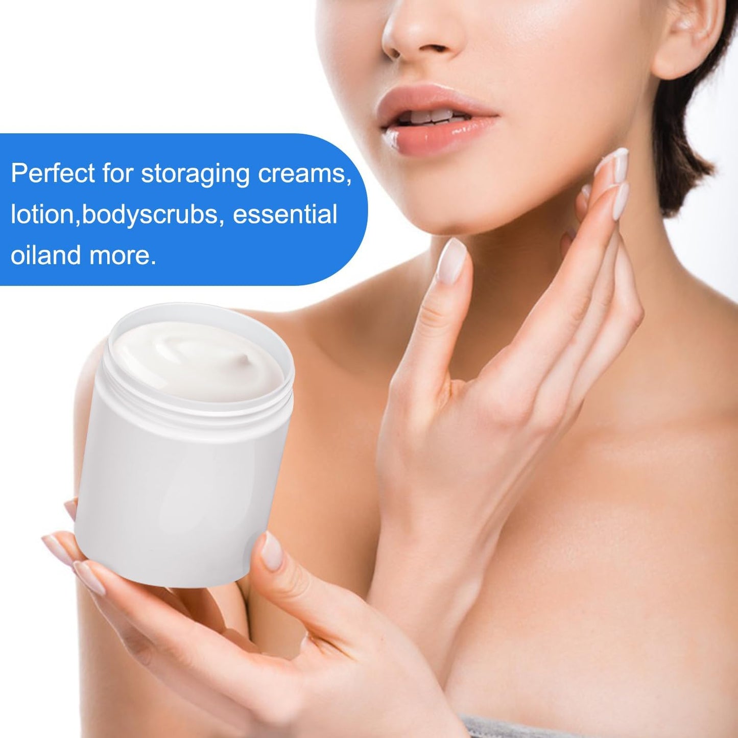 47Packs 8.8oz (250 ml) Plastic White Jars with Lids, Cosmetic Containers jars with Wide-Mouth for slime, beads, rhinestones, sequins Cosmetics, Lotion, Cream, Ointments and More by KUKLIPJIM.