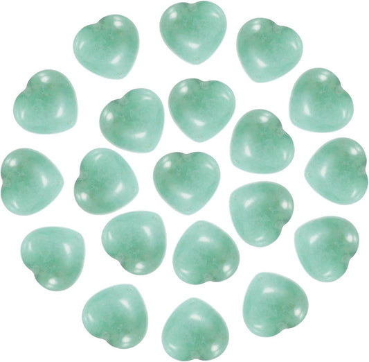 PATIKIL 20 Pcs Natural Heart Shaped Crystal Stone, 0.6 Inch Mini Polished Love Gemstone Crystal, Pocket Rock Engraved Worry Stones for Women Gifts Meditation, Emerald Green