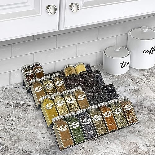 LYNK PROFESSIONAL® Spice Drawer Organizer - Heavy Gauge Steel 4 Tier Rack - Drawer Insert Tray for Jars, Herbs and Seasoning - Kitchen Cabinet Storage - Silver Metallic, Large - Image 2