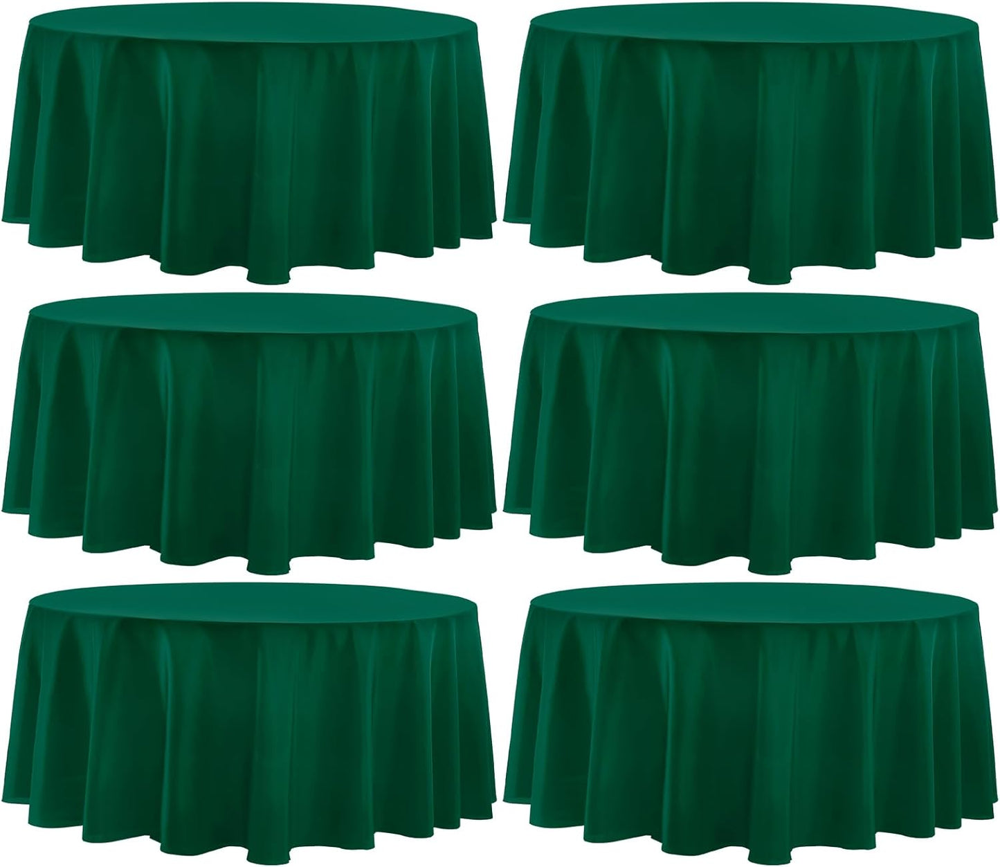 Round Tablecloth 120 Inch 6 Pack Dark Green Tablecloths Washable Decorative Linen Polyester Table Clothes Cover for Dining Table Banquets Buffet Parties and Wedding