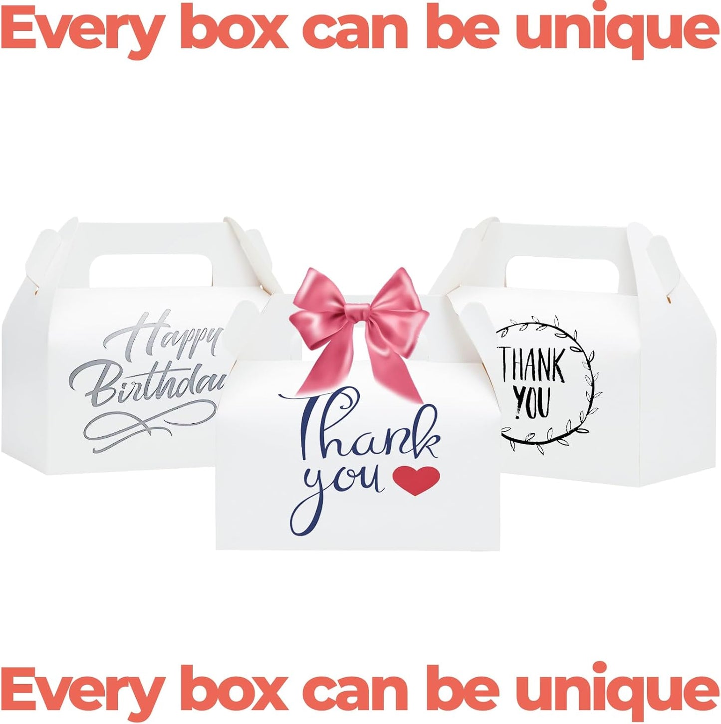 UnicoPak 10 Pack White Gable Treat Boxes Party Favor Boxes Goodie Gift Boxes for Snacks Cookie Candy Toys Birthday Party Wedding Holidays 6.5x3.5x4 Inches