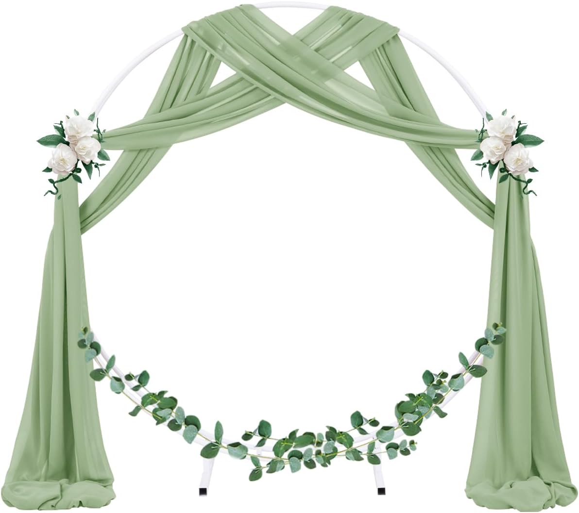 Socomi Wedding Arch Draping Fabric 1 Panel 29" x 19Ft Sage Green Sheer Chiffon Curtain Drapes 6 Yards for Wedding Ceremony Birthday Party Decoration