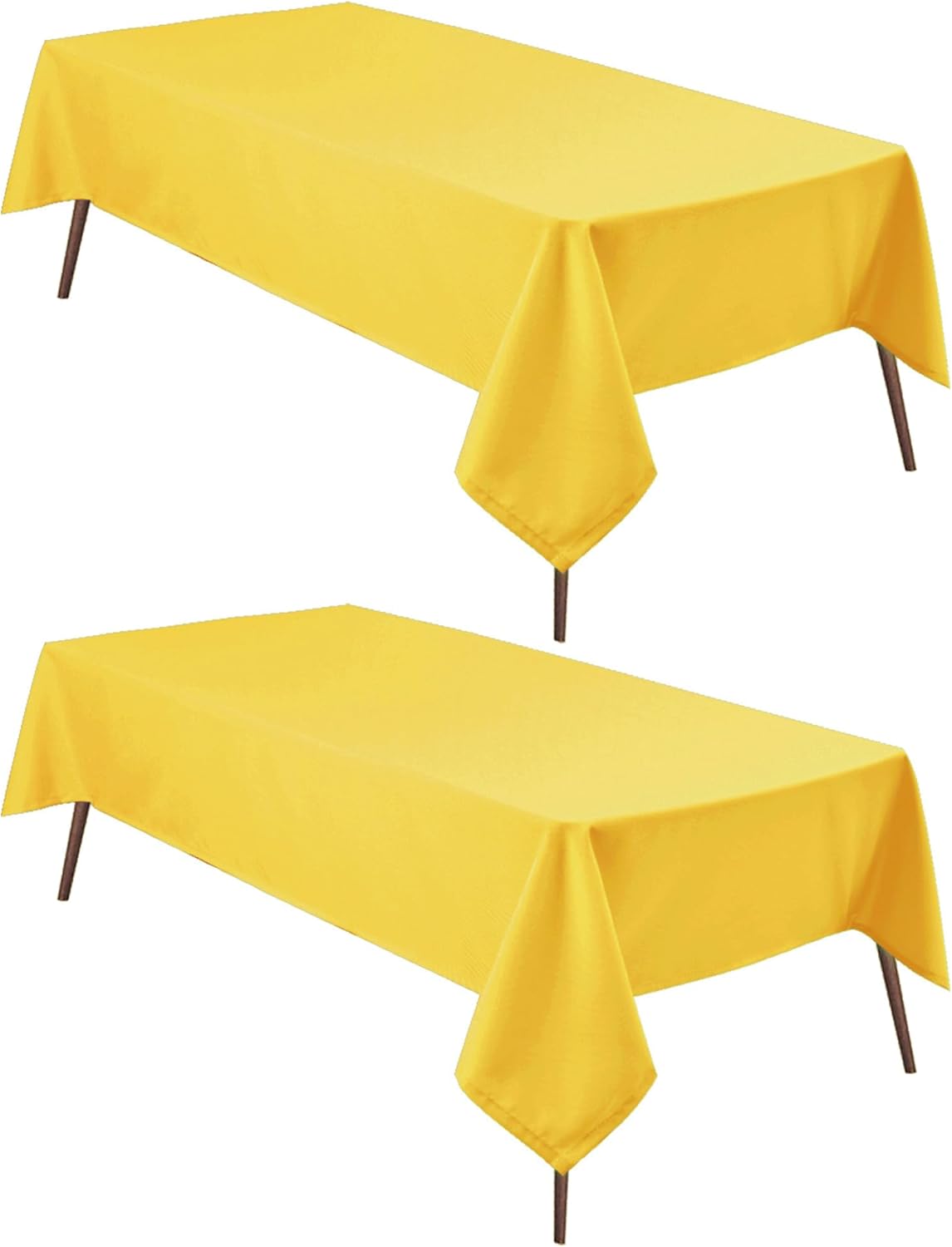 Hiasan 2 Pieces Yellow Rectangle Tablecloth - Spillproof and Waterproof Washable Table Cloth for Dining Room Kitchen Camping, 54 x 108 Inch