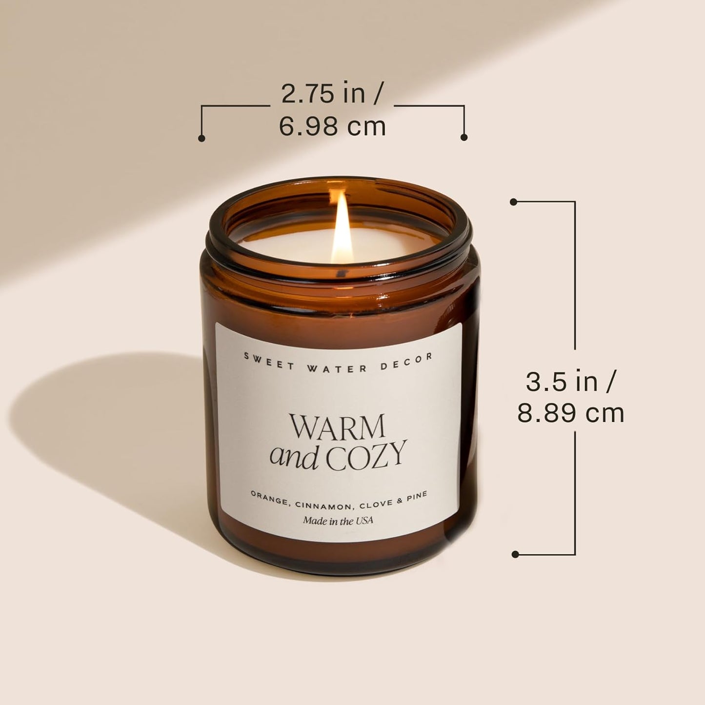 Sweet Water Decor Cozy Season Soy Candles - Fall Candles with Woods, Warm Spice, and Citrus Scent for Home Decor - Soy Candle with 40 Hours Burn Time - 9Oz Black Lid Amber Jar Candles Fall Scents