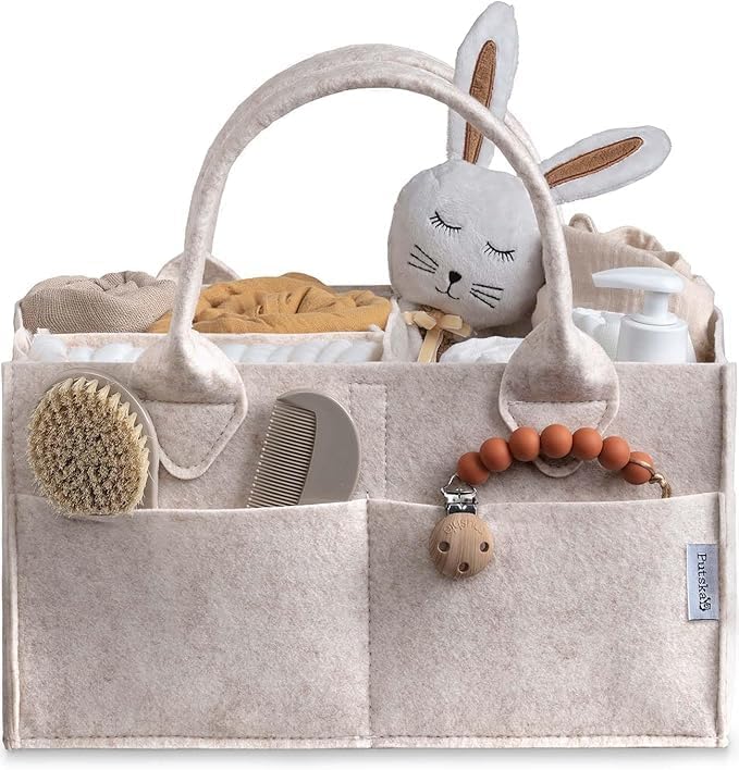 PUTSKA Baby Diaper Caddy Organizer, Felt Nursery Basket, Mocha, Regular by Putska