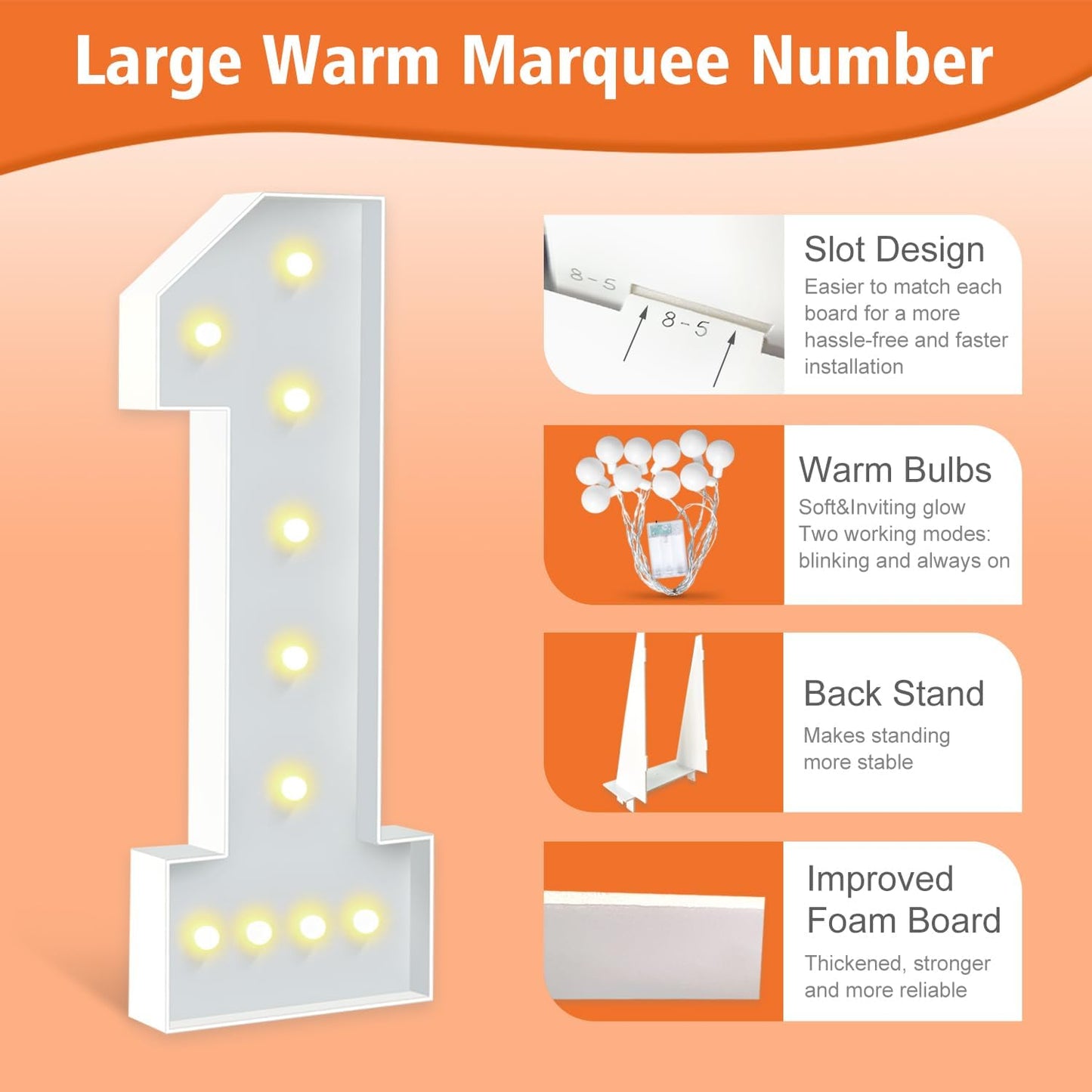 4FT Marquee Numbers 40, Large Light Up Numbers 40th Birthday Decorations for Her Him, Cardboard Number for Women Men Anniversary Party Decor Backdrop, DIY Foam Board Mosaic Number Sign