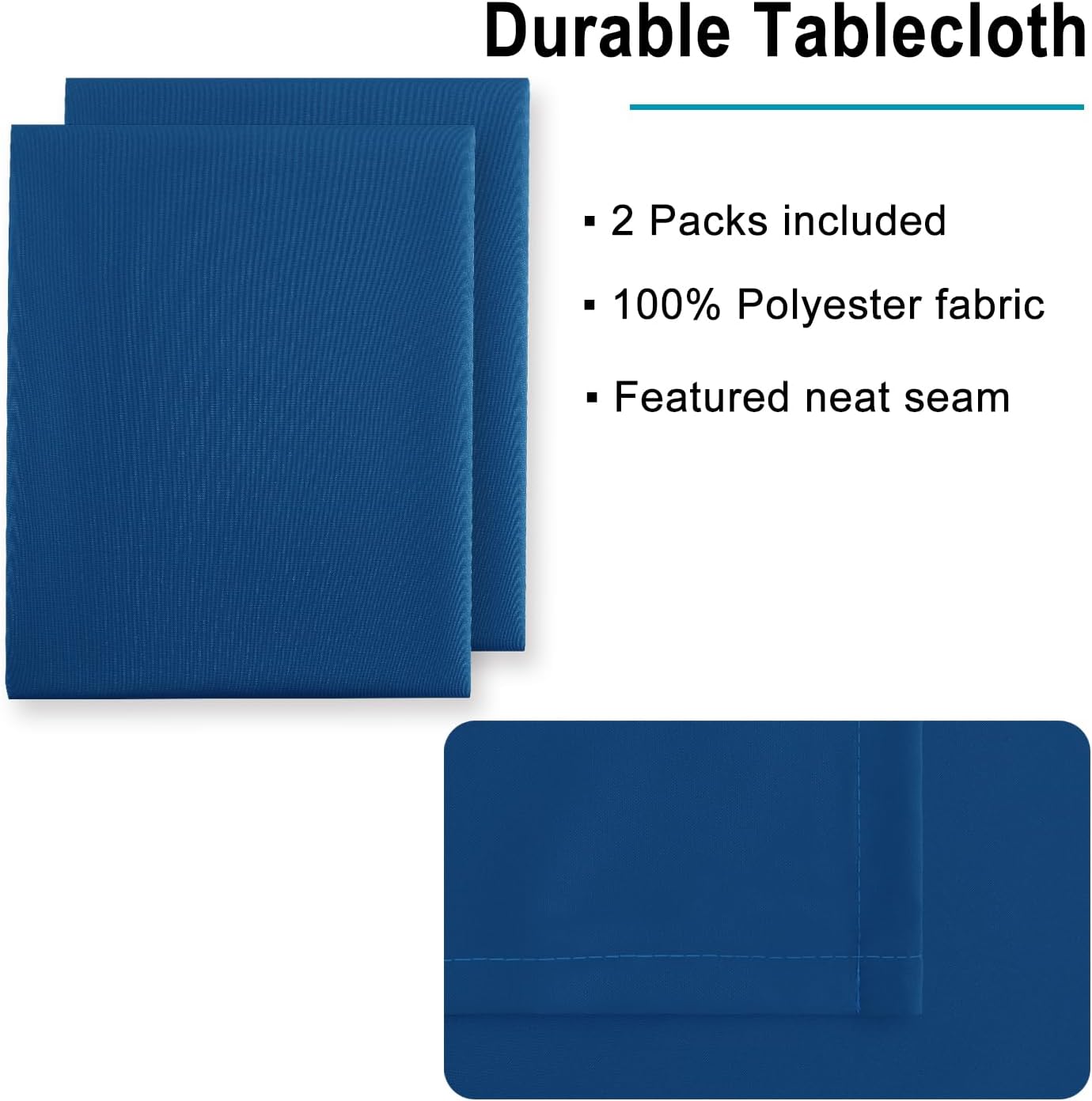 Hiasan 2 Pieces Royal Blue Tablecloth Rectangle - Waterproof and Washable Fabric Table Cloth for Card Tables, 60 x 102 Inch