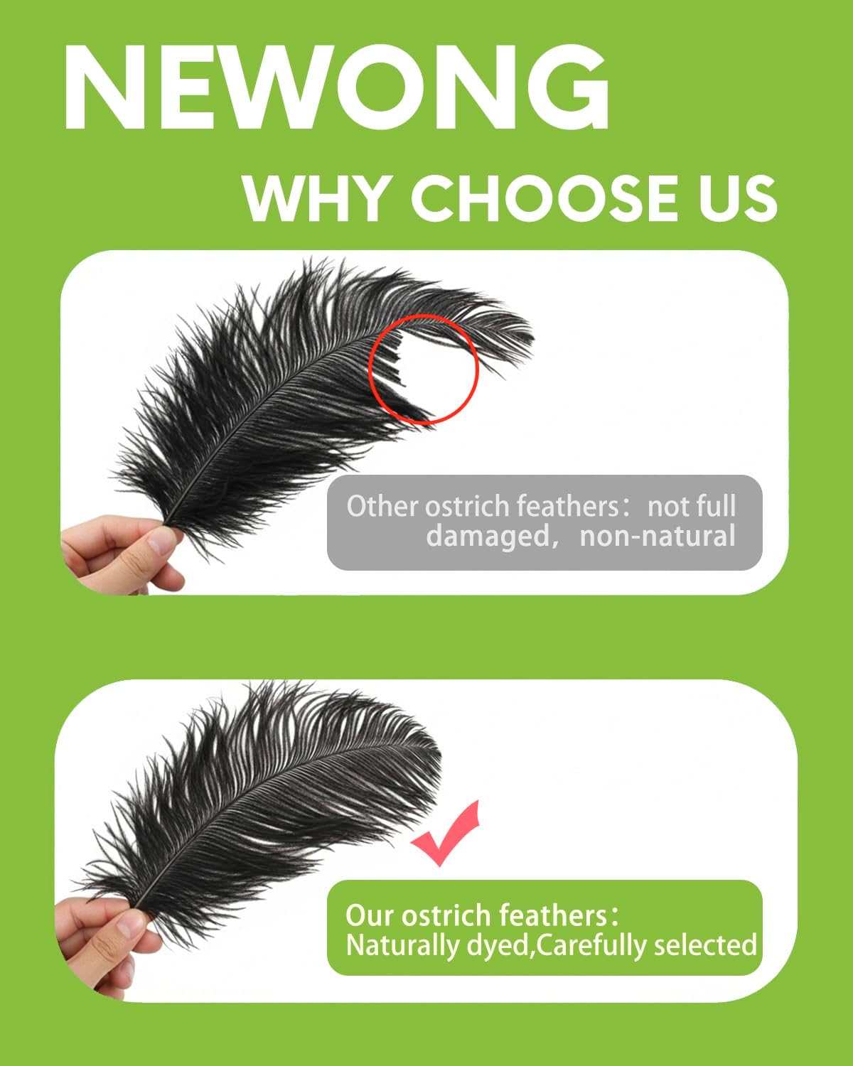 NEWONG 30pcs Black Ostrich Feathers Natural Bulk 11-14inch(28-35cm) Vase Craft Wedding Home Party Centerpieces Christmas Day Decoration
