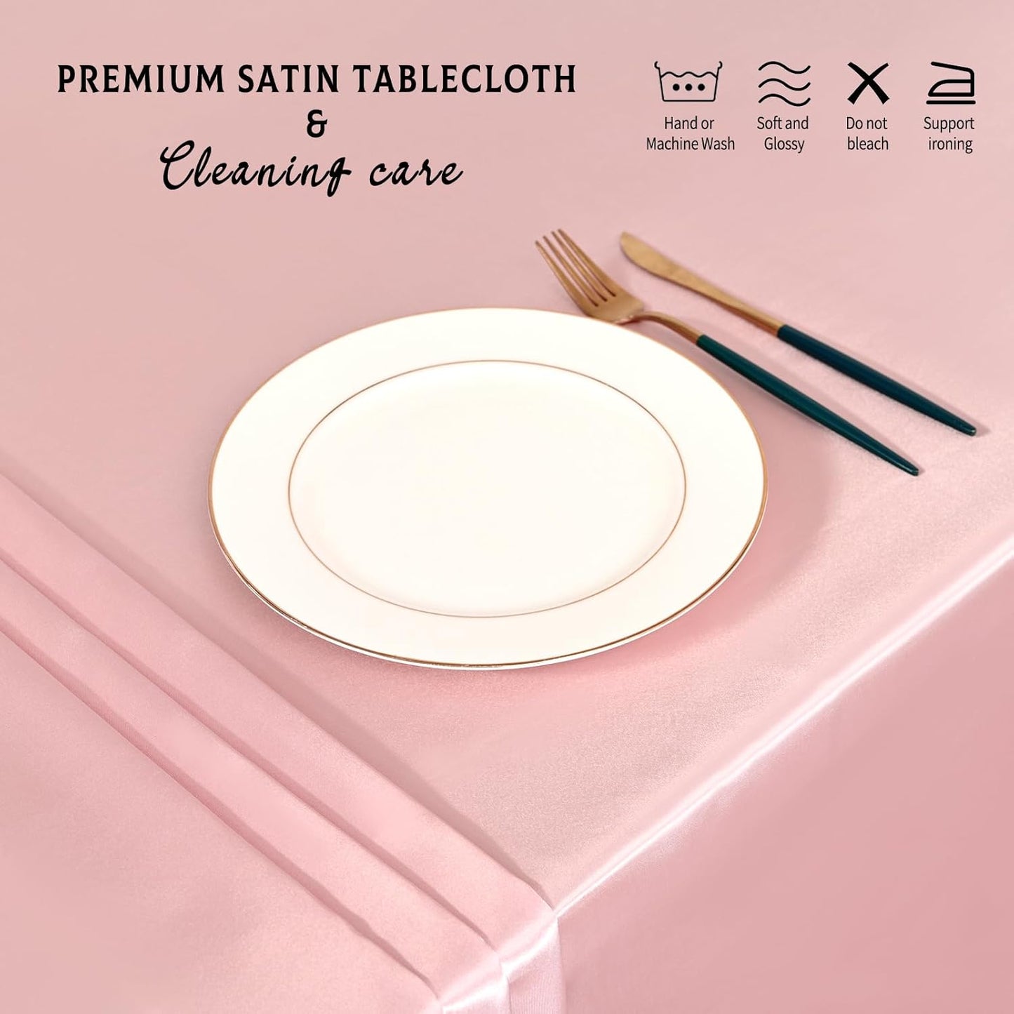 10 Packs Satin Tablecloth 57 x 108 Inch Rose Gold Rectangular Table Cloth Silk Tablecloth Smooth Fabric Overlay Satin Table Cover Decoration for Wedding Party Banquet Events