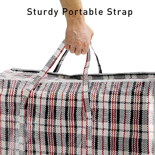 Hiceeden 9 Pack 108L Checkered Moving Storage Bags, Extra Large Travel Plaid Bag Alternative to Moving Boxes, Dorm Laundry Tote Organizer with Zipper and Handle for Clothes, Bedding, Red/Blue/Black - Image 3