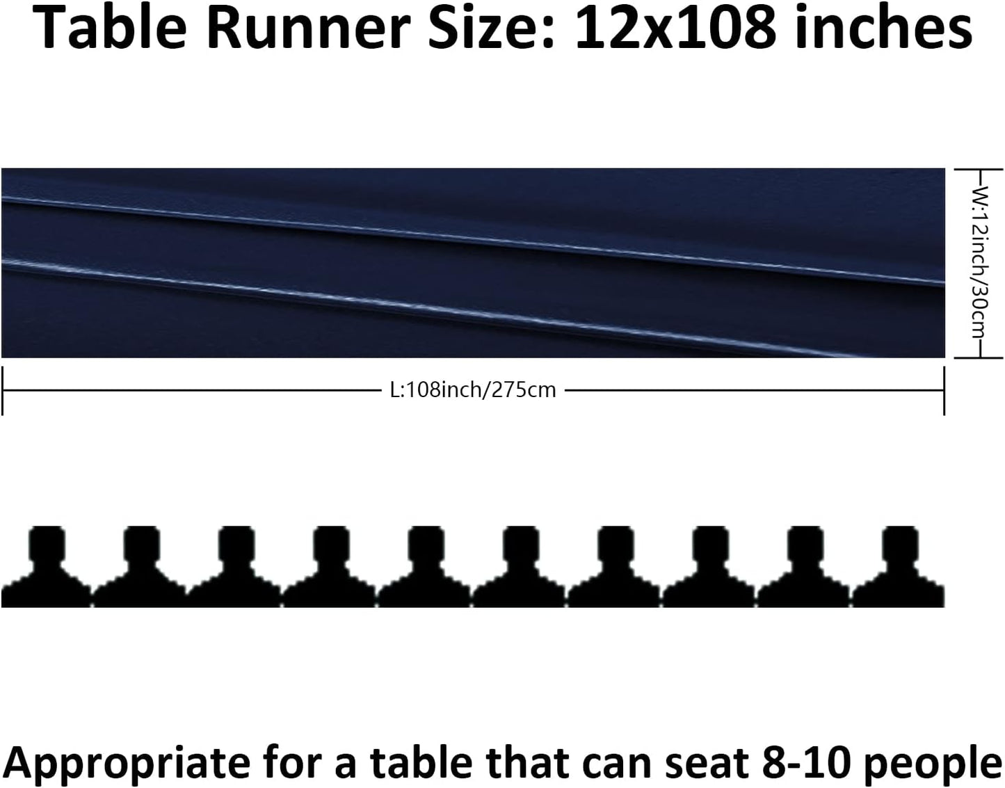 6Pack Table Runner 12 x 108 Inches Satin Silk Table Runner for Wedding, Birthday Party, Banquets, Graduations Decoration, fit Rectange and Round Table-Navy