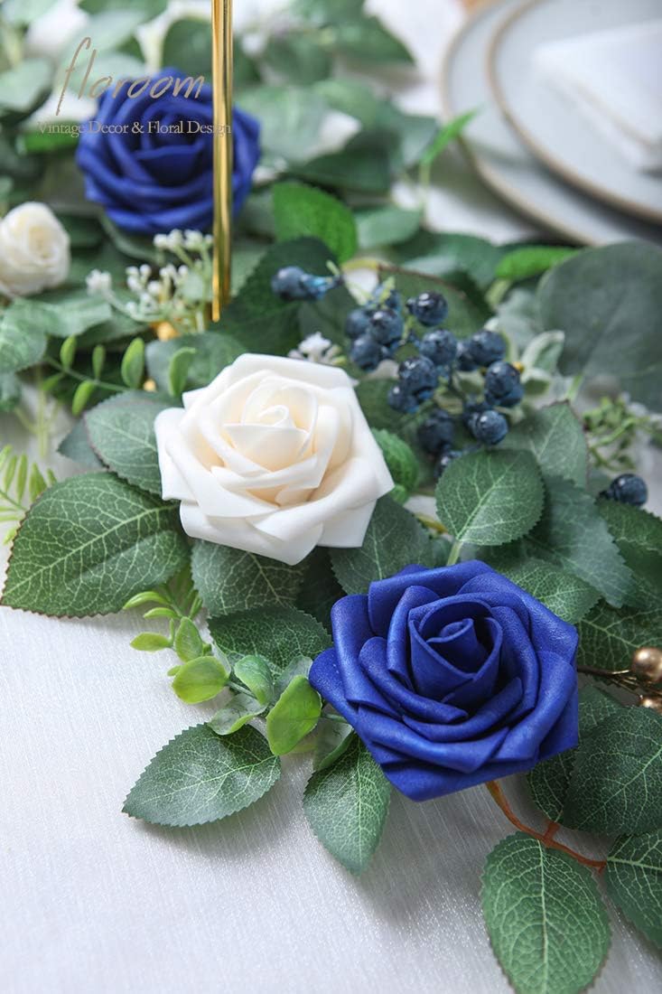 Floroom Artificial Flowers 50pcs Real Looking Champagne Foam Fake Roses with Stems for DIY Wedding Bouquets Bridal Shower Centerpieces Floral Arrangements Party Tables Home Decorations