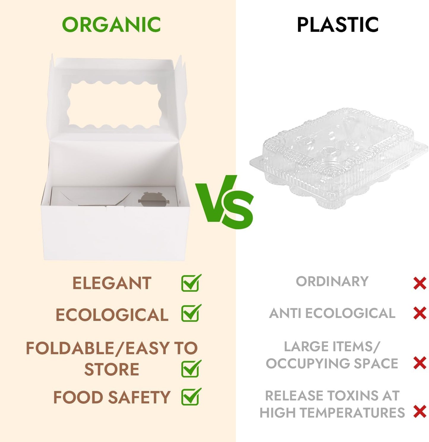 JCD 8 Packs Bento Cake and Cupcake Box 3 Holes Fit 2 Cupcakes and 1 Mini Cake Box with Clear Window and Stickers for Wedding Birthday Party Bakery Baking Supplies (1+2/8pcs)