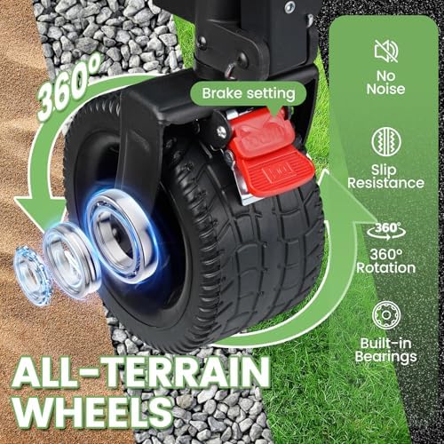 Beach Wagon Carts Foldable 580LBS Collapsible Wagon with Big All-Terrain Wheels for Sand 340L Heavy Duty Utility Carts with Cup Holders for Garden, Camping, Grocery, Black - Image 5