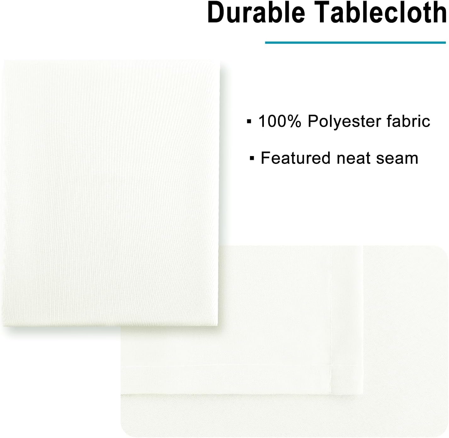 Hiasan Ivory Tablecloth for Rectangle Tables - Waterproof and Spillproof Washable Fabric Table Cloth for Dining Room Kitchen Party, 60 x 102 Inch