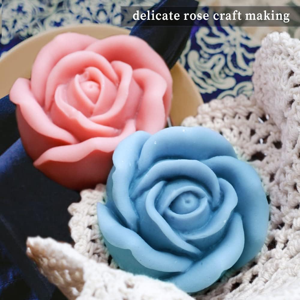 3D Rose Silicone Molds, 2PCS Big Rose Resin Candle Mold, Bloom Flower Silicone Fondant Mold for Handmade Chocolate Candy Cake Dessert Soap Wax Candle Polymer Clay Art Craft