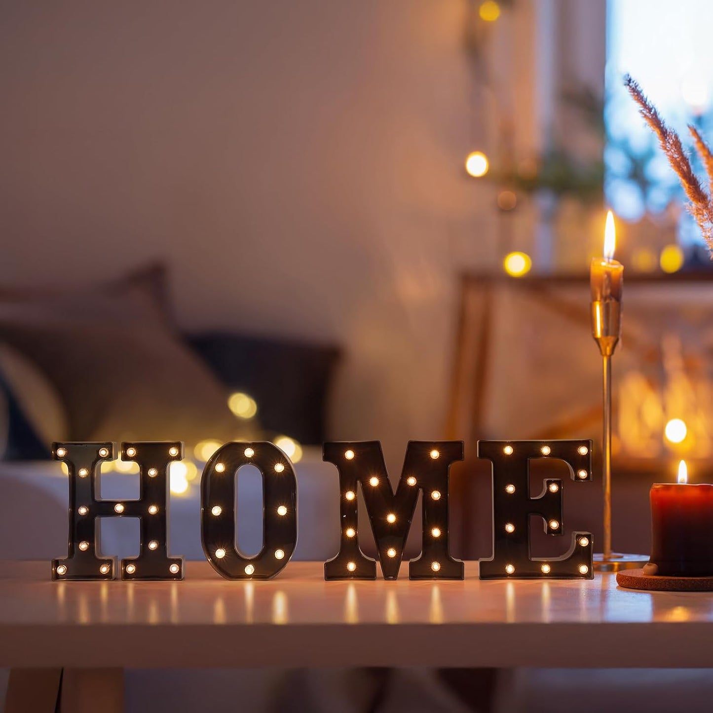 Foaky Black LED Letter Lights for Room Decor - Bedroom Wall Decor, Alphabet Lights for Home, Wedding, Party - Battery Operated （M）
