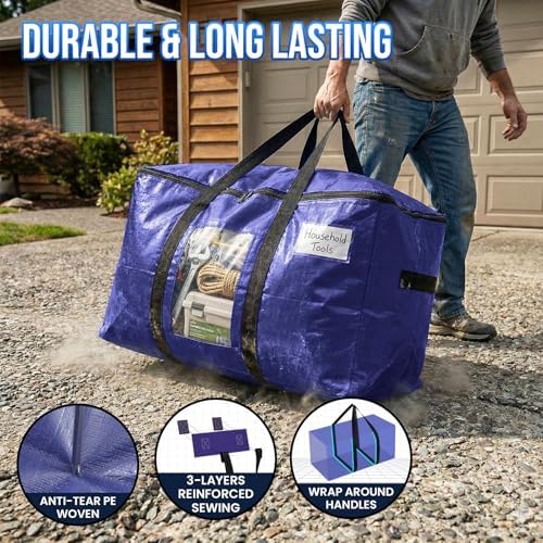 TAILI 2 Pack Dark Blue XXL Moving Bags,Storage Bags with Visible Window - Image 4