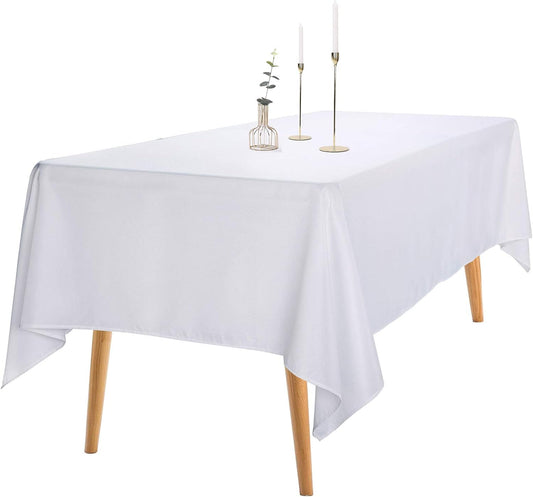 Ascoza 2pack 60x120 Inch White Rectangular Tablecloth 6 Feet Table Cloth in Polyester Fabric for Wedding/Banquet/Restaurant/Parties