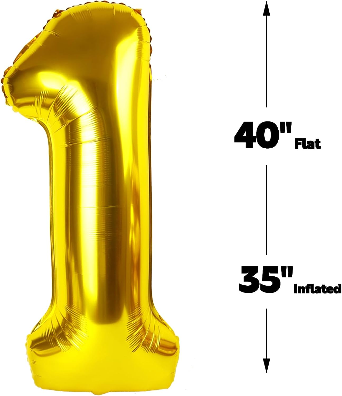 Gold Number 1 Balloon 40 inch, Number 1 Birthday Balloons for Boy Girl, Gold Foil One Balloon for 1st 10 11 12 16 18 Birthday Party, Anniversary Celebration Numbers Decorations