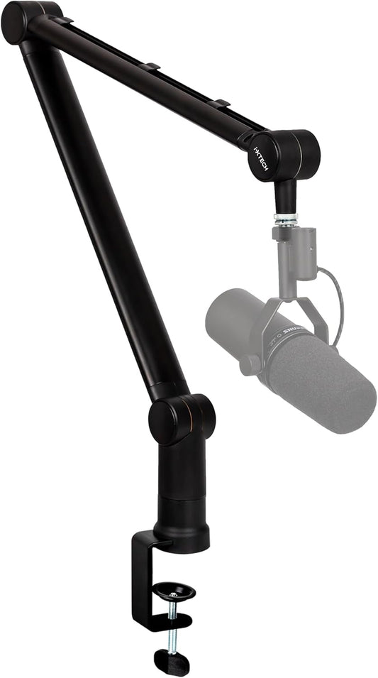 IXTECH Boom Arm - Adjustable 360° Rotatable Microphone Sturdy Stainless Steel Mic Desk, Table Stand Foldable Scissor Stable Mount Arms for Radio Studio, Podcast, Gaming