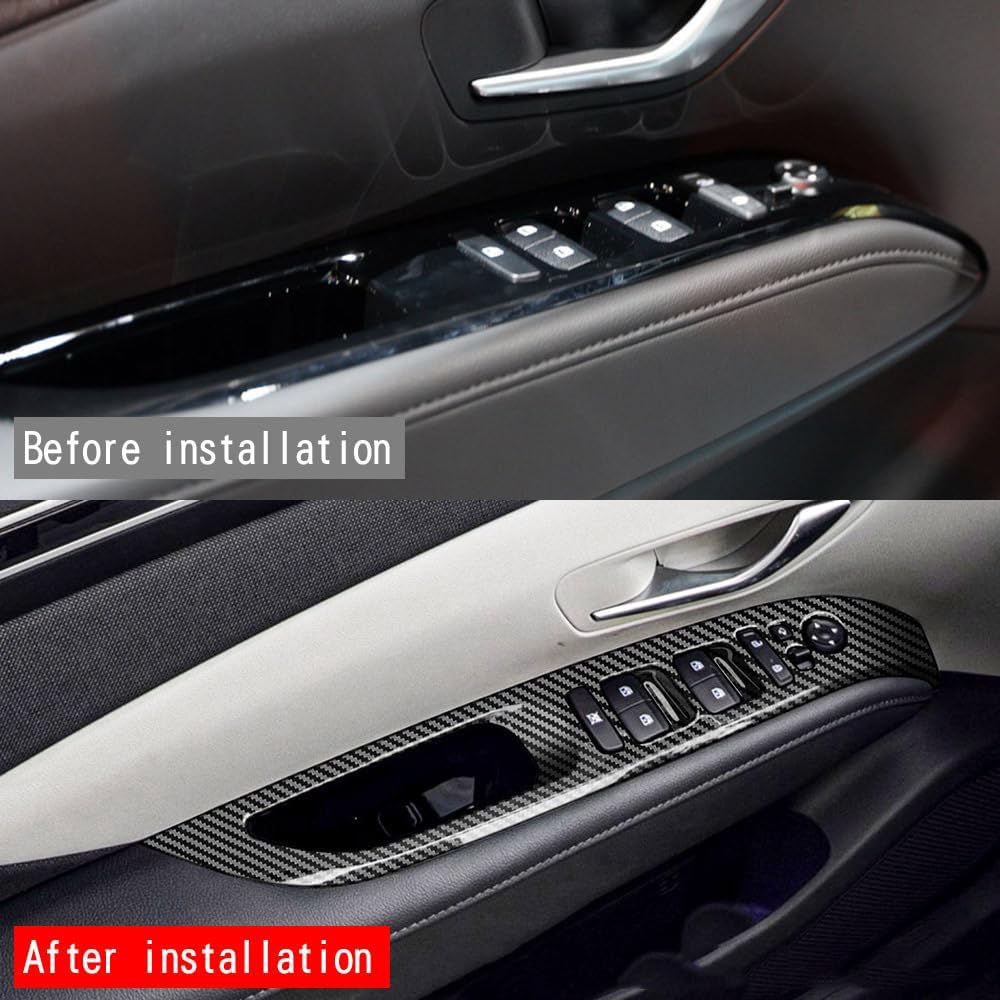 4pcs Carbon Fiber Style Front Rear Doors Window Glass Lift Switch Panel Cover Decorative Sticker Protection Car Interior Accessories for 2022-2024 Hyundai Tucson KT20