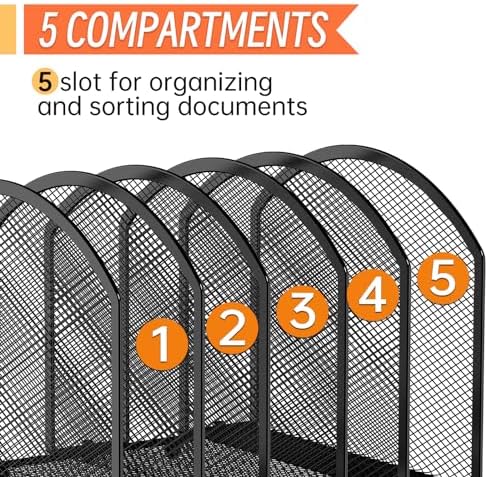 MINDEPOT Desk File Organizer 5 Sections Desktop Organizer File Mail Sorter Office Organization File Folder Holder for Office School & Classroom (Black, 5 Section - 2Pack) - Image 4