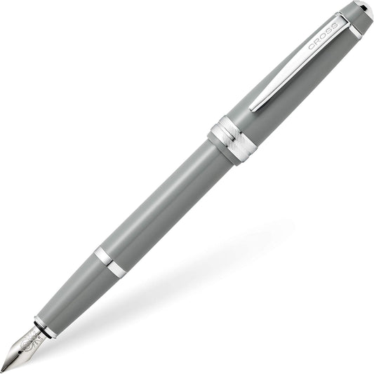 Cross Bailey Light Refillable Fountain Presented in a Everyday Gift Box - Medium Point, Black Ink, Polished Gray