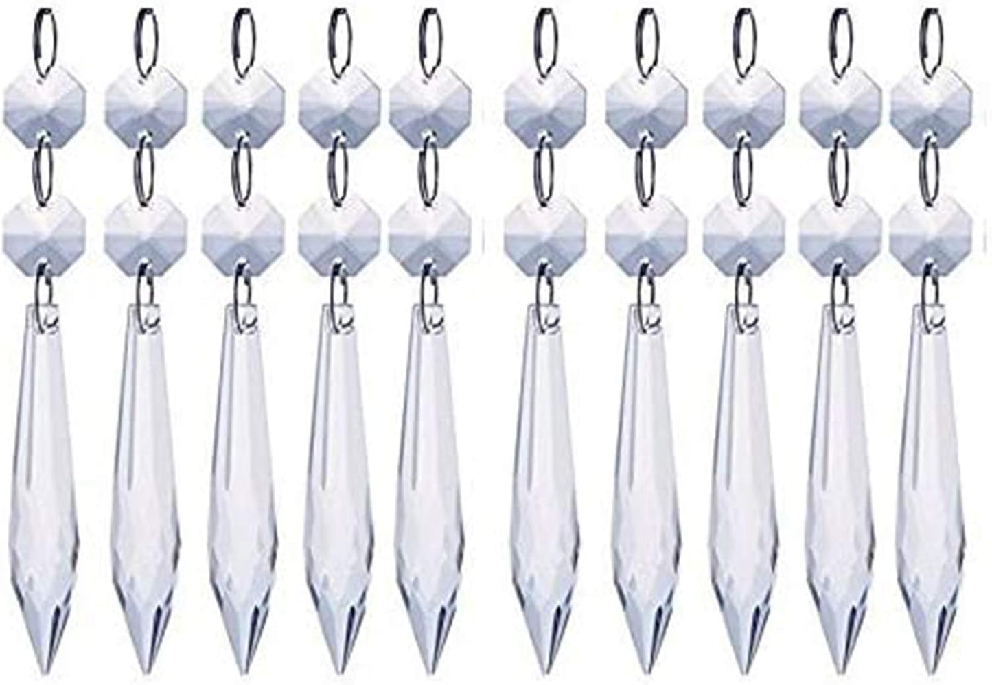 H&D 10pcs 63mm Chandelier Crystals Ornament - Clear Crystal Chandelier Prisms Icicle Drop Pendants