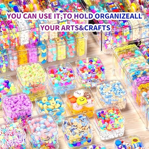 Bead Organizer Box 120 Pcs, 4-Tier Large Capacity Stackable Bead Storage Containers, Portable Plastic Craft Organizers for Jewelry Making, Bracelets, DIY, Nail Art Charms - Image 5