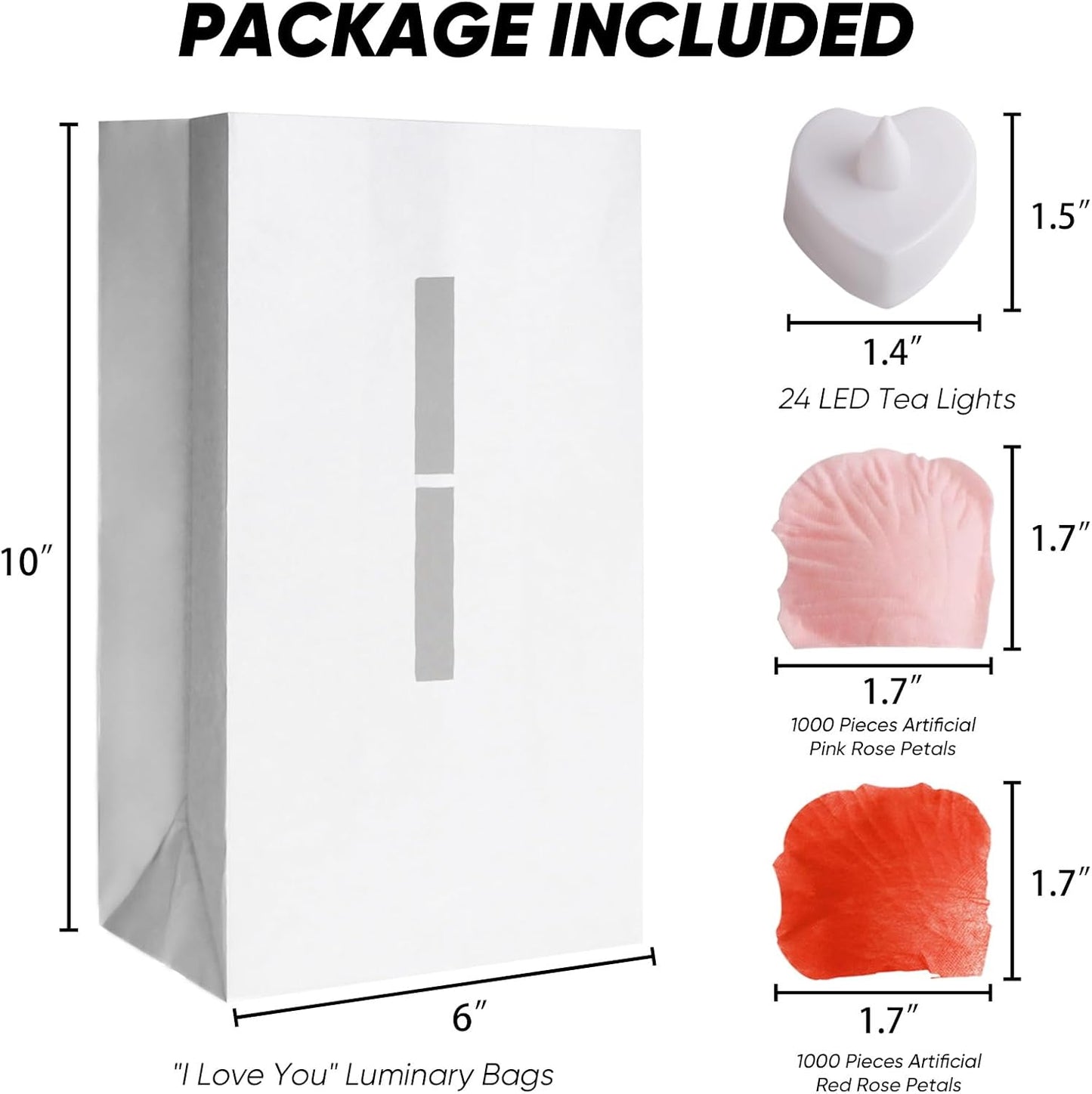 Homemory I Love You Light Up Letters Proposal Decorations with Flameless Candles and Fake Rose Petals, Valentine's Day Luminary Bags Romantic Decorations Special Night for Wedding Anniversary