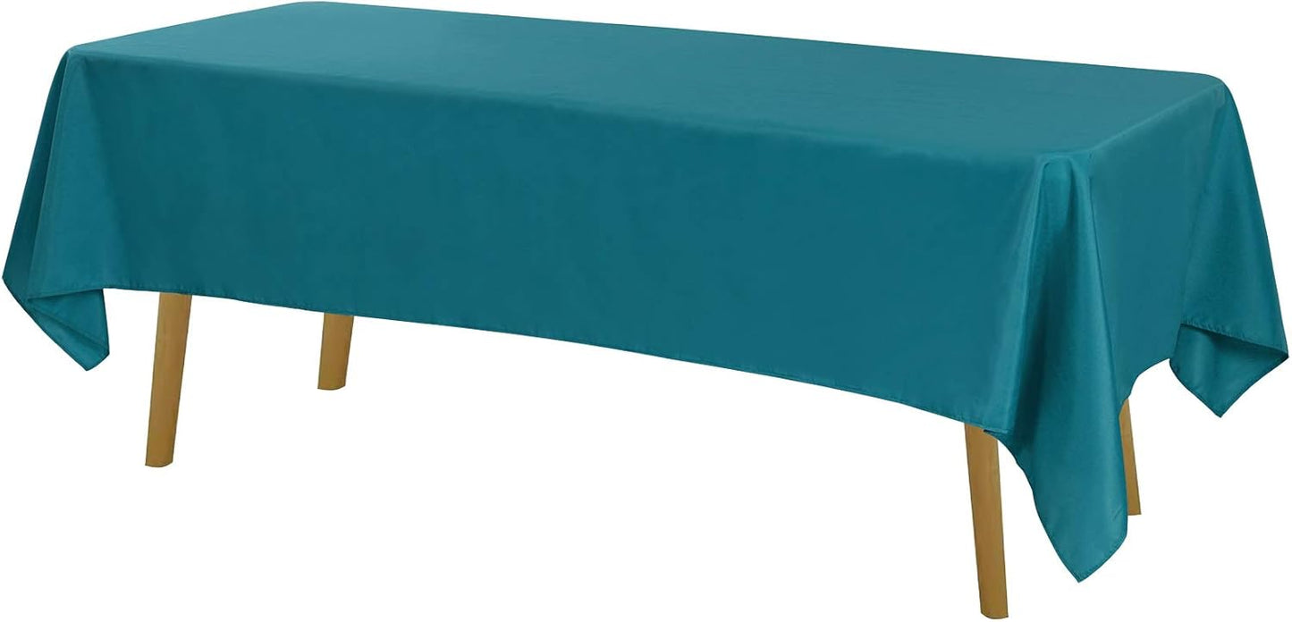Rectangle Tablecloth 60x102 inch Washable Polyester Fabric Table Cloth for Wedding Party Dining Banquet Decoration（60x102, Teal）