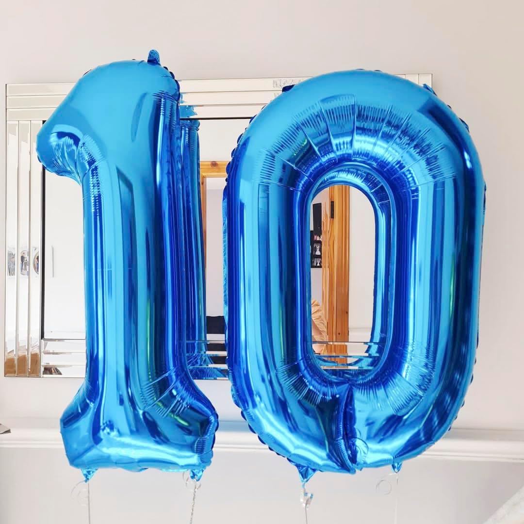 Blue 8 Balloon Number,40 Inch Number 8 Balloon Big Blue 8 Foil Mylar Helium Balloon for Birthday Party Decorations