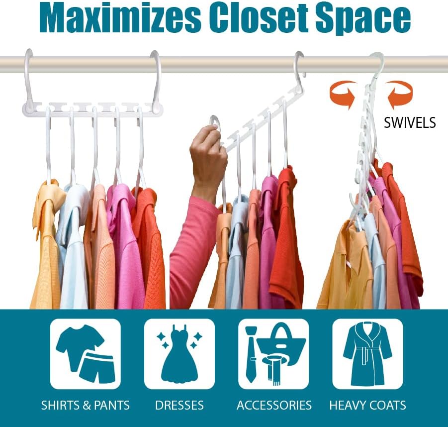Wonder Hanger Max 20-Pack Space-Saving Hangers, 360° Hooks, White - Image 3