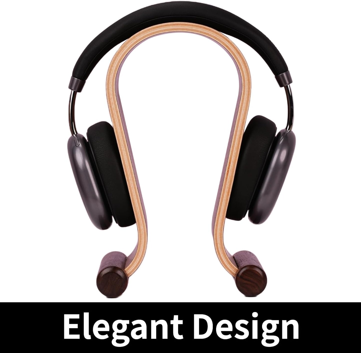 Wood Headphone Stand for Desk - Headset Holder Cute Gaming Wooden Headphones Hanger Hook Rack Base Storage Head Phone Accessories
