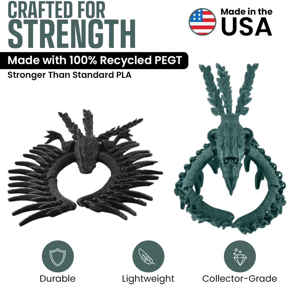 TwistedForge Articulated Forest Phoenix Figurines – 2‑Pack Mythical Creatures Made in USA from Recycled PETG – Poseable Collectible Fantasy Bird Models & Fidget Display Toys for Enthusiasts
